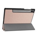 2in1 Tablet Set für Samsung Galaxy Tab S6 10.5 SM-T860 SM-T865 mit Etui Auto Sleep/Wake + Schutzfolie Hülle Smart Case Hartglas Gold