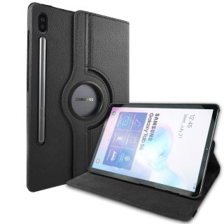 2in1 Set für Samsung Galaxy Tab S6 10.5 SM-T860 SM-T865 Tablet mit 360° Hülle + Schutzglas Etui Cover Schutzfolie Schwarz