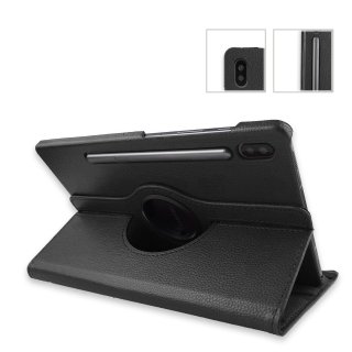 2in1 Set f&uuml;r Samsung Galaxy Tab S6 10.5 SM-T860 SM-T865 Tablet mit 360&deg; H&uuml;lle + Schutzglas Etui Cover Schutzfolie Schwarz