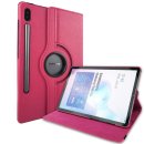 2in1 Tablet Set für Samsung Galaxy Tab S6 10.5 SM-T860 SM-T865 mit Cover + Schutzfolie Hülle Smart Case Hartglas Dunkelpink
