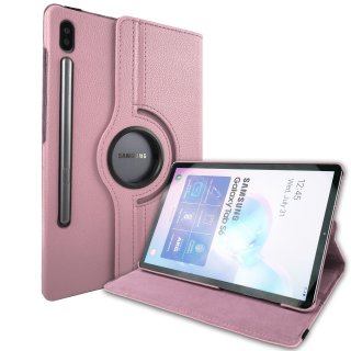 2in1 Tablet Set für Samsung Galaxy Tab S6 10.5 SM-T860 SM-T865 mit Cover + Schutzfolie Hülle Magnetverschluss Smart Case Hartglas Hellrosa