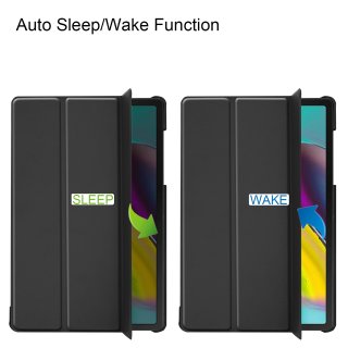 2in1 Schutzset Hülle für Galaxy Tab S5e 10.5 Zoll SM-T720 SM-T725 Smartcase mit Auto Sleep/Wake Funktion + Schutzglas Schwarz