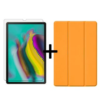 2in1 Schutzset Smartcover für Galaxy Tab S5e 10.5 Zoll SM-T720 SM-T725 Bookcover mit Energiesparfunktion + Schutzglasfolie Orange