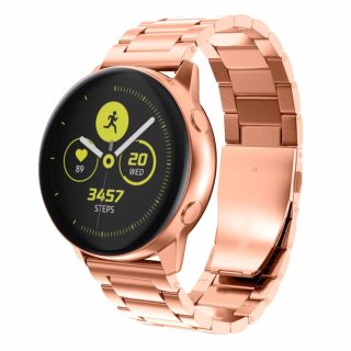 Armband aus Metall f&uuml;r Samsung Galaxy Watch/Active 2 / Gear Sport S2 Classic (20 mm) Smartwatch Uhrenarmband Ersatzarmband (Bronze/Rose Gold)