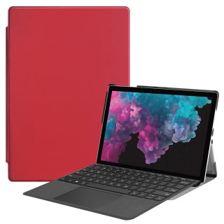 Schutzhülle für Microsoft Surface Pro 4 5 6 7 mit 12.3 Zoll Slim Case Etui mit Standfunktion und Auto Sleep/Wake Funktion Rot