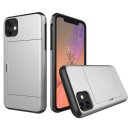 Hülle für Apple iPhone 11 2019 6.1 Zoll mit Kartensteckplatz Case Cover Stoßfest Silber