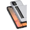 Hülle für Apple iPhone 11 2019 6.1 Zoll mit Kartensteckplatz Case Cover Stoßfest Silber