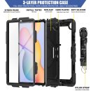 4in1 Hülle mit Trageschleife für Samsung Galaxy Tab S6 Lite SM-P610 SM-P615 10.4 Outdoor Cover Schutz + Ständer Schwarz