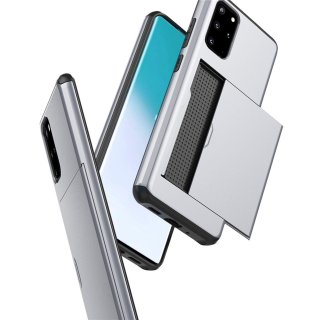 Hülle für Samsung Galaxy S20+ Plus 6.7 Zoll mit Kartensteckplatz Case Cover Stoßfest Silber
