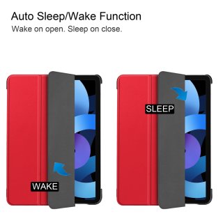 Cover für Apple Ipad Air 4 2020 4. Generation 10.9 Zoll  Tablethülle Schlank mit Standfunktion und Auto Sleep/Wake Funktion Rot