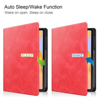 Hülle für Samsung Galaxy Tab S6 Lite SM-P610 P615 10.4 Zoll Smart Cover Etui mit Standfunktion und Auto Sleep/Wake Funktion Rot