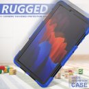 4in1 Schutzhülle für Samsung Galaxy Tab S7+ Plus Tab S T970 T975 X800 12.4 Zoll Hard Case + Standfunktion+Tragegurt Blau