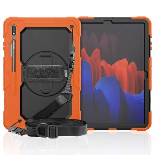 4in1 Case für Samsung Galaxy Tab S7+ Plus Tab S T970 T975 X800 12.4 Zoll Hülle Stoßfest Schutz + Standfuß Orange