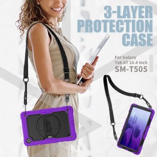 4in1 Cover für Samsung Galaxy Tab Samsung Galaxy Tab A7 SM-T500 T505 10.4 Zoll Extrem Schutz + Stativ Lila