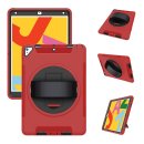 4in1 Hülle für Apple iPad (7th Generation) 2019/2020/2021 10.2 Zoll Outdoor Cover mit Displayschutz Handschlaufe Rot