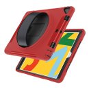 4in1 Hülle für Apple iPad (7th Generation) 2019/2020/2021 10.2 Zoll Outdoor Cover mit Displayschutz Handschlaufe Rot