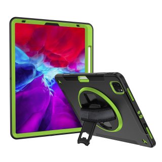 Lobwerk 4in1 Schutzhülle für Apple iPad Pro 12.9 2018 2020 A2229 A2069 A2232 A2233 12.9 Zoll Hard Case + Standfunktion+Handgriff Grün