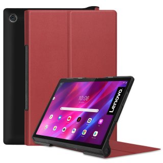 Hülle für Lenovo Yoga Tab 11 YT-J706F 2021 11 Zoll Smart Cover Etui mit Standfunktion und Auto Sleep/Wake Funktion Weinrot