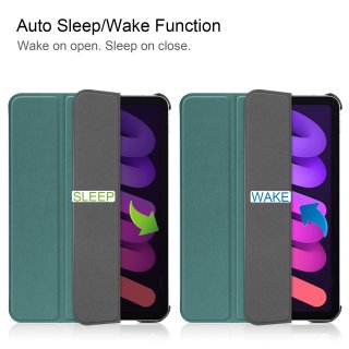 Tablet Hülle für Apple iPad Mini 6 2021 6. Generation 8.3 Zoll Slim Case Etui mit Standfunktion und Auto Sleep/Wake Funktion Grün