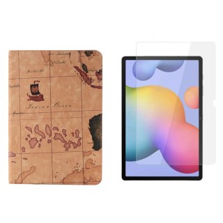 2in1 Tablet Set für Samsung Galaxy Tab S7+ Plus SM-T970 SM-T975 12.4 Zoll mit Magnet Cover Auto Sleep/Wake Ruhemodus + Schutzfolie Hülle Smart Case Hartglas