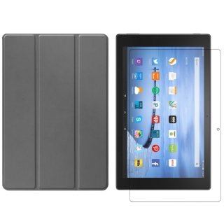 2in1 Tablet Set für Amazon Fire HD 10 / HD 10 Plus 11. Generation 2021 10.1 Zoll mit Magnet Cover Auto Sleep/Wake Ruhemodus + Schutzfolie Hülle Smart Case Hartglas