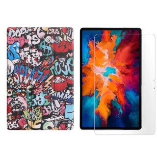 2in1 Tablet Set für Lenovo Tab P11 2021 TB-J606F TB-J606X 11 Zoll mit Magnet Cover Auto Sleep/Wake Ruhemodus + Schutzfolie Hülle Smart Case Hartglas