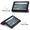 2in1 Tablet Set für Amazon Kindle Fire 7 12. Generation 2022 7 Zoll mit Magnet Cover Auto Sleep/Wake Ruhemodus + Schutzfolie Hülle Smart Case Hartglas