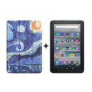 2in1 Set für Amazon Kindle Fire 7 12. Generation 2022 7 Zoll Tablet mit Smartcover + Schutzglas mit Auto Sleep/Wake Magnetverschluss Hülle