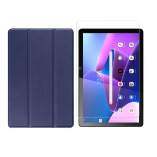 2in1 Tablet Set für Lenovo Tab M10 3. Generation 2022 TB-328F 10.1 Zoll mit Magnet Cover Auto Sleep/Wake Ruhemodus + Schutzfolie Hülle Smart Case Hartglas