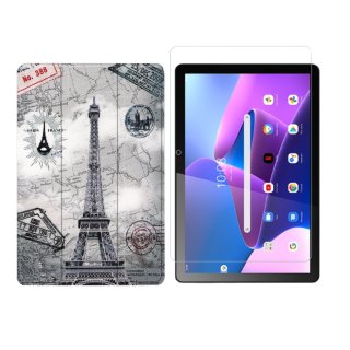 2in1 Set für Lenovo Tab M10 3. Generation 2022 TB-328F 10.1 Zoll Tablet mit Schutzhülle + Schutzglas mit Auto Sleep/Wake Hülle