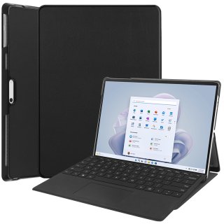 Hülle für Microsoft Surface Pro 9 13 Zoll 2022 Smart Cover Etui mit Standfunktion und Auto Sleep/Wake Funktion Schwarz