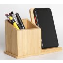 Wireless Bambus Qi Ladegerät Induktiv Kabellos Ladestation Schnellladung USB Micro B Holz Organizer Stiftehalter Schreibtisch